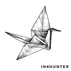 an origami bird with the words inkhunter on it's side