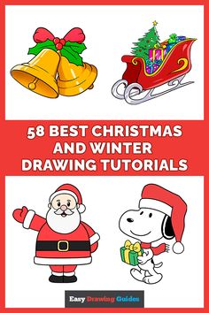 the christmas coloring book for kids with santa and his sleigh, bells, and presents