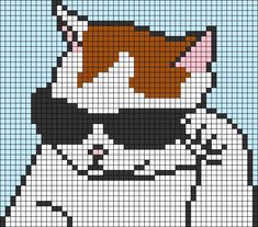 Grid Pattern Design Crochet, Anime Pattern Design, Circle Alpha Pattern, Minecraft Cat Pixel Art, Rat Pixel Art Grid, Crochet Grid Patterns Easy, Alpha Cross Stitch Patterns, Pixel Alpha Pattern, Alpha Patterns Crochet Anime