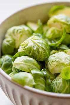 brussel sprouts in a bowl on a table