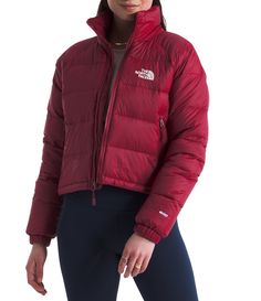 From The North Face&#x2C; this jacket features:Cropped standard fitStand collarLong sleeves with encased-elastic cuffsExposed-zip hand pocketsNon PFC DWR finish for added water repellencyEmbroidered logo on left chest and back-right shoulder Fully linedAdjustable drawcord hemExposed VISLON center front zip with an internal draft flap closureApprox. 19.75" lengthRecycled nylon taffeta; lining: recycled polyesterFill: 600-fill recycled waterfo The North Face Puffer Jacket Short, North Face Hydrenalite, North Face Brand, Short Puffer Jacket, Water Repellent Jacket, Winter Coats Jackets, Performance Outfit, Outdoor Wear, North Face Women