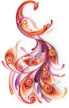 an artistically designed paper art piece with swirls and circles on it's surface