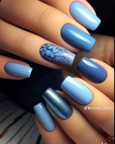 Pink White Nails, Latest Nail Designs, Water Color Nails, Blue Nail Designs, White Nail Designs, Blue Nail, Summer Nails Colors, Luxury Nails, Nail Designs Spring