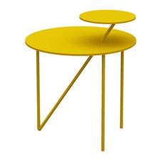 An exquisite piece sure to perk up monochromatic, contemporary decors, this coffee table pairs a vibrant mustard lacquer to ultra-sleek volumes for a look of great visual appeal. The raised, smaller, round top is supported by the diagonal element crossing the larger top beneath, which is in turn sustained by three straight legs delivering a sense of neat rigor enlivened by an unexpected V-shape. Please contact the Concierge for other color lacquers, marble options, and pricing details. Memphis Milano, Dynamic Design, Round Top, Mid Century Furniture, Contemporary Living, Contemporary Decor, Side Tables, V Shape, Industrial Design