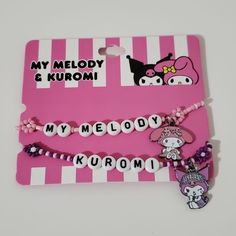 #hellokitty #kuromy Hello Kitty Shein Finds, Hello Kitty Room Aesthetic Grunge, My Melody Things, Hello Kitty Bracelets, Hello Kitty And Kuromi, Kuromi Stuff, Sanrio Party, Kuromi And My Melody, Best Friend Bracelet