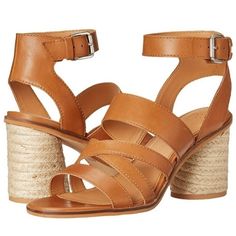 New Frye & Co. Leiah Mixed Strap Sandal Cognac Leather Sz 7.5 Chunky Heel Neutral Leather Strapy Sandals Sides Bucket New With Out Box Tags Boho Casual Contemporary Neutral Minimalist Leather Chunky Heel Block Heel Comfy Coastal Natural Leather Heels With Stacked Heel, Natural Leather Sandals With Stacked Heel, Cognac Heels For Spring, Strap Sandals Heels, Tan Leather Sandals, Neutral Minimalist, Leather Thong Sandals, Leather Heels Sandals, Leather Platform Sandals