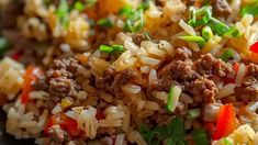 rice with meat and vegetables on a plate