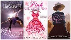 three different covers for pink and more pink, featuring a woman wearing a dress with hearts on it