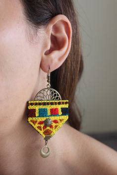 Boho statement embroidered earrings for women ethnic knitted Persian jewelry Tibetan nepali tribal bold light weight earrings gift for her ✔For more items visit my shop here: https://www.etsy.com/shop/DELAYshop A unique design to complete your outfit. For any questions, don't hesitate to send me a message and I'll be happy to answer you! Persian Jewelry, Embroidered Earrings, Light Weight Earrings, Ethnic Jewelry, Earring Gifts, Statement Jewelry, Handmade Earrings, Earrings For Women, Women's Earrings