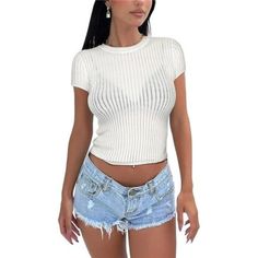 100% Wool Pull On Closure [Sheer Mesh Knit]: This Women's Sweater Stands Out With Its See-Through Sheer Mesh Knit Design, Adding A Touch Of Sophistication And Elegance To Any Outfit. It Allows You To Show Off A Hint Of Skin While Still Maintaining Modesty. [Style The Sheer Tops]: Add A Decent Lingerie, Fitted Tank Top Or Camisole (E.G. A Waist-Length Lingerie...) And Feel Comfortable And Confident In Your Outfit.The Solid Color And Loose Fit Make This Top A Fashionable And Essential Wardrobe Staple, Offering Countless Styling Possibilities. [Comfortable And Breathable]: The Knitted Fabric Provides Excellent Breathability, Allowing You To Stay Cool And Comfortable All Day Long. The Loose White Stretch Cropped Knit Top, White Cropped Stretch Knit Top, Stretch Cropped White Knit Top, Casual Non-stretch Knitted Tops, White Ribbed Stretch Knit Top, White Cropped Knit Top, Casual White Ribbed Knit Top, White Cropped Knit Top Casual Style, White Cropped Casual Knit Top