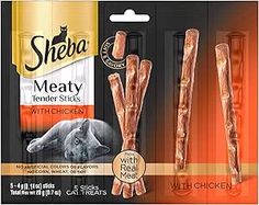 sheba meaty cat sticks with real chicken, 4 - piece pack for cats