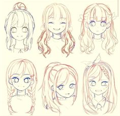 some drawings of different hairs and eyes