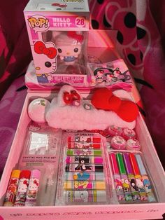 the hello kitty box is packed with various items for girls to use in their home