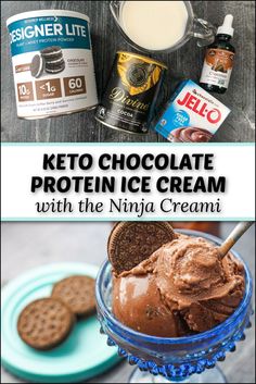 keto chocolate protein ice cream with the ingredients