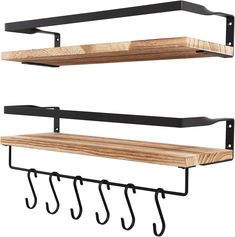 PRICES MAY VARY. Solid Wood 【Uten Storage Shelves】 Floating shelves are made of high-quality radiata pine wood with dampproof, heat-resistant. Metal structure design with protective guards and towel holders, durable, bearing capacity strong. 【Multifunctional Shelves】 For kitchen, the floating shelf can be used to put seasoning bottles, the towel holder can be used to hang towels or kitchen hooks to hang kitchenware. In bathroom, put toiletries on storage shelves, such as shampoo, conditioner, sh Wall Towel Holder, Wall Shelf Rack, Shelves For Kitchen, Hanging Rope Shelves, Wall Mounted Storage Shelves, Rustic Wood Floating Shelves, Floating Shelves Wall, Kitchen Spice Racks, Towel Holders