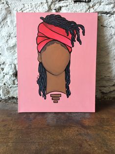 a painting of a woman's head with braids and a red bandana