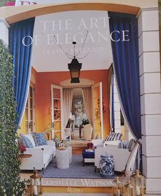 the front cover of an architectural magazine with blue and white decor on it's walls