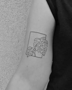 a black and white photo of a palm tree on the arm