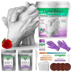 the instructions for how to use luna bean hand casting kit are shown in this image