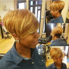 IG: @starrthestylist Dark Skin Blonde Hair, Short Haircut Styles, Quick Weave Hairstyles, Hair Flow, Haircut Styles, Pixie Hair, Quick Weave, Cute Hairstyles For Short Hair