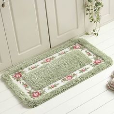 PRICES MAY VARY. Anti Skid: These exquisite floral bath rugs feature a nonslip latex backing that ensures the floral bath rug remains securely in place; durable, non-slip material offers long-lasting performance; please note: only place the carpet on a clean and dry bathroom floor; water underneath the carpet may cause it to slip, so keep the bottom of the floral bath rug dry Absorbs Moisture and Dirt: Thanks to premium microfiber and world-class craftsmanship, our floral bath rugs are strong, l Flower Rug, Floral Bath, Bathroom Carpet, Bathroom Rugs Bath Mats, Romantic Roses, Shower Rugs, Bath Mat Rug, Carpet Flooring, Bathroom Mats