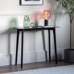 Francesca Console Table, Black Wood, Smoked Glass Simple Console Table, Contemporary Console, Black Console Table, Contemporary Console Table, Hallway Console, Tempered Glass Table Top, Console Table Hallway, Glass Console Table, Wooden Console