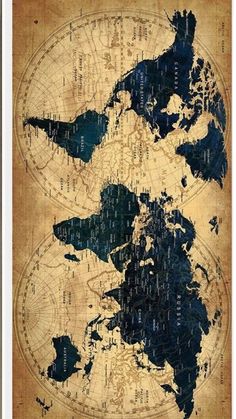 an old world map with the names of countries and numbers in blue on parchment paper