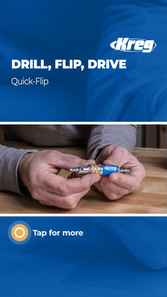 an advertisement for drill, flip, drive with two hands working on a piece of metal