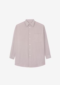 Color: Lilac Crisp organic cotton poplin Relaxed fit Button front closure Pointed collar Button cuffs 100% Organic Cotton Wash Cold By the Frankie Shop. Made in Portugal Product Measurements: XS/S- 22.5" Shoulder, 28" Chest, 29" Length M/L- 23.5" Shoulder, 30" Chest, 30" Length Model is 188cm/ 6'2" wearing size XS/S Cotton Dress Shirt For Workwear, Everyday Long Sleeve Dress Shirt With Button Closure, Relaxed Fit Long Sleeve Dress Shirt For Daywear, Classic Long Sleeve Shirt For Daywear, Relaxed Fit Long Sleeve Dress Shirt For Everyday, Relaxed Fit Shirt With Spread Collar And Placket, Everyday Dress Shirt With Relaxed Fit And Long Sleeves, Oversized Cotton Shirt With Concealed Placket, Everyday Relaxed Fit Long Sleeve Dress Shirt