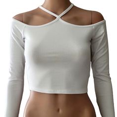 White Ribbed Long Sleeve Open Shoulder Crop Top Sweater. (Nwot) Size: M Brand: Bozzolo Price: $10 #Style #Fashion #Fun #Channice's_chicboutique Winter White Crop Top, White Winter Crop Top, Top Sweater, Crop Top Sweater, Shoulder Crop Top, Long Sleeve Crop, Clothing Ideas, Shoulder Sweater, White Sweaters