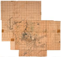 three maps are laid out on top of each other, with lines drawn across them