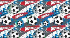 a soccer ball with the word football painted on it in red, white and blue