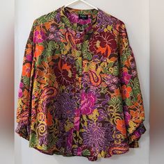 Nwt This Fate Multicolor Gorgeous Oversized Top With Bright Pink's Greens Burnt Orange Browns Has Lined Balloon Puffy Sleeve, A Slight Short Long Front, It Is Oversized So It's Extremely Comfortable. This Blouse Is It's Perfect For This Season, It's A Size Large And It's A Boutique Favorite! #10-24 Oversized Multicolor Blouse For Fall, Oversized Floral Print Top For Daywear, Oversized Multicolor Blouse For Vacation, Multicolor Long Sleeve Tops For Daywear, Pink Relaxed Fit Blouse For Fall, Pink Bohemian Relaxed Fit Blouse, Relaxed Fit Pink Blouse For Fall, Casual Pink Tunic Blouse, Pink Bohemian Blouse For Daywear