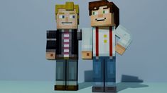 two people standing next to each other in minecraft