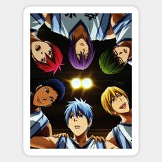 an anime movie poster with many people in the middle and one person holding his arms around him