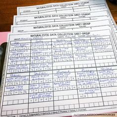 three sheets of data are stacked on top of each other in order to be organized