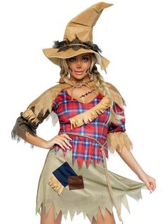 Leg Avenue Sinister Scarecrow Costume Tattered Skirt, Halloween Costumes Scarecrow, Scarecrow Hat, Corn Fields, Lingerie Outfit Night, Scarecrow Costume, The Yellow Brick Road, Duo Halloween Costumes, Spicy Lingerie