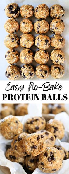 an easy no bake protein ball recipe with chocolate chips