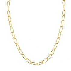 Elongated Oval Chain Necklace-Necklace-Ashley Schenkein Jewelry Design Yellow Gold Paperclip Chain Necklace With Oval Pendant, Classic Gold Chain Necklace With Oval Pendant, Gold Oval Link Chain Necklace, Modern Figaro Chain Necklace With Oval Links, Classic Oval Chain Necklace For Everyday, Gold Oval Pendant Chain Necklace With Paperclip Chain, Modern Delicate Chain Necklace With Oval Links, Classic Oval Delicate Chain Necklace, Everyday Oval Chain Necklace With Adjustable Chain