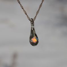 Iridescent Teardrop Jewelry For Gift, Rainbow Teardrop Jewelry For Gifts, Iridescent Teardrop Gemstone Jewelry, Iridescent Teardrop Necklace For Gifts, Glass Necklace Pendant, Mystical Jewelry, Blown Glass Pendant, Floating Necklace, Big Diamond