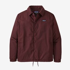 M's Lined Isthmus Coaches Jacket Classic Windbreaker For Outdoor, Classic Outdoor Windbreaker, Casual Outdoor Windbreaker With Padded Collar, Classic Long Sleeve Windbreaker For Outdoor, Casual Patagonia Outerwear With Fleece Lining, Patagonia Long Sleeve Outerwear, Long-sleeve Patagonia Windbreaker For Winter, Patagonia Winter Windbreaker, Patagonia Functional Sports Outerwear