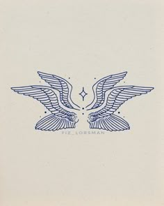 an image of two birds with their wings spread out and the words fiz loriman written in blue ink