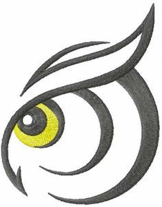 an eye with yellow eyes is shown in the middle of this embroidery design, which has black and white lines on it