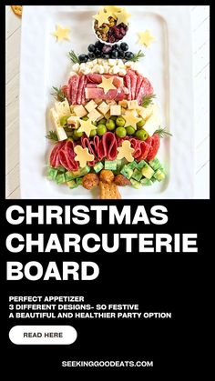 the christmas charcuterie board is displayed on a plate