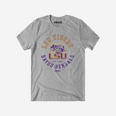 LSU Tigers Circle Vintage T-Shirt FOCO S - FOCO.com Graphic Print Crew Neck T-shirt For Fans, Collegiate Graphic T-shirt For Fan Merchandise, Tri-blend T-shirt With Graphic Print For Fans, Team Spirit T-shirt With Screen Print For Fan Gear, Athletic Heather T-shirt With Team Logo For Fans, School Spirit Graphic T-shirt Fan Gear, Fan Apparel T-shirt With Letter Print, School Spirit Graphic T-shirt For Fan Gear, School Spirit Graphic T-shirt