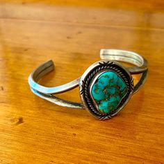 Beautiful Turquoise Stone Make Up This Great Quality Vintage Navajo Cuff. Bezel Set Stone Is Displayed Beautifully. Stone Size 19mm X 16mm. This Piece Will Definitely Make A Nice Statement! Size 6 1/4” Weight 24g Of Sterling Silver!!! Not Stamped, Tested For Sterling Good Vintage Condition. There Is Natural Patina That I Will Leave To The New Owner Discretion If They Want To Leave It Or Restore The Shine. This Is A Vintage Piece, So Expect Some Patina, Maybe Some Imperfections. Please Refer To T Classic Handmade Turquoise Bracelets, Classic Turquoise Adjustable Bracelet, Classic Turquoise Cuff Bracelet Gift, Classic Adjustable Turquoise Cuff Bracelet, Native Jewelry, Southwestern Jewelry, Vintage Navajo, Turquoise Stone, Bracelet Sizes