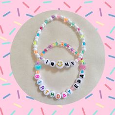 Birthday Era Bracelet, Birthday Bracelet, Birthday Gift, Gift for Her - Etsy White Friendship Bracelets For Birthday Gift, Birthday Bracelet Ideas, Glass Bead Bracelet Ideas, Era Bracelet, Cute Best Friend Gifts, Clay Bracelets, Preppy Bracelets, Bracelets Ideas, Friendship Bracelets With Beads