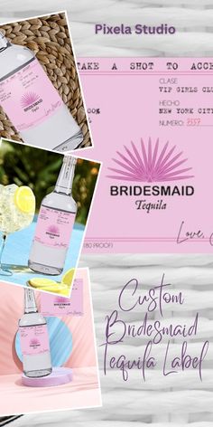 two bottles of personal care products are shown in three different pictures, one for bridesmaid and the other for bridal