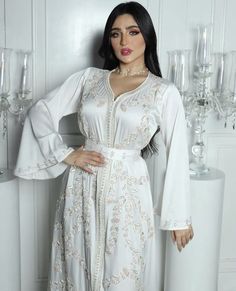 Moroccan White Caftan , Embroidered and Hand Beaded, Caftan Marocain , Abaya , Moroccan Gown , Bride Dress White Caftan, White Gown Dress, Moroccan Kaftan Dress, Princess Ball Gowns Wedding Dress, Moroccan Bride, White Kaftan, Wedding Dress Outfit, White Bridesmaid, Moroccan Dress