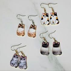 Cute Cat Ears Earrings With Cat Print, Cat Design Earrings With Cat Ears For Gifts, Cat Design Earrings With Cat Ears Shape For Gift, Cat Design Earrings With Cat Ears, Lover Jewelry, Mom Cat, Animal Earrings, Cat Jewelry, Drop Dangle Earrings